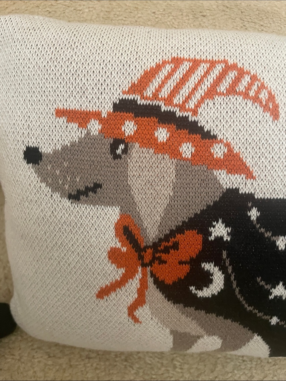 Charming Black & Cream Halloween Dachshund Decorative Pillow - - Picture 3 of 8
